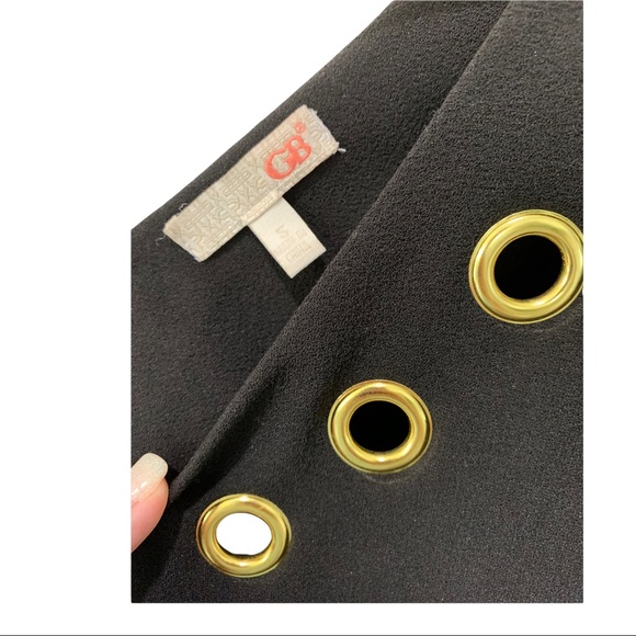 GIANNI BINI BLACK DEEP PLUNGE V-NECK AND BACK DRESS WITH GOLD ACCENTS - Picture 4 of 16